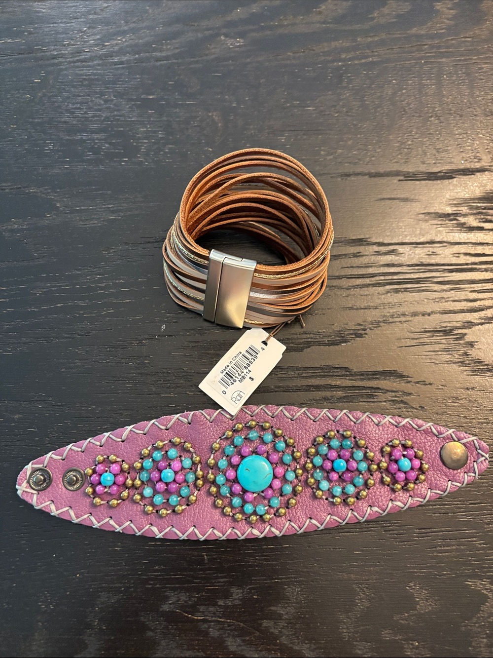 Set of 3 leather bracelets